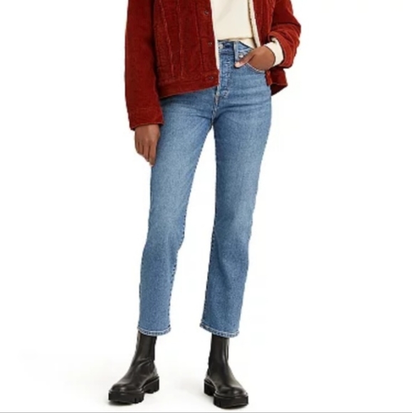 LEVI’S Wedgie Straight Denim Jeans 27 Button Fly Medium Wash High Rise - Picture 1 of 14